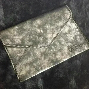 Metallic Zipper Trimmed Clutch
